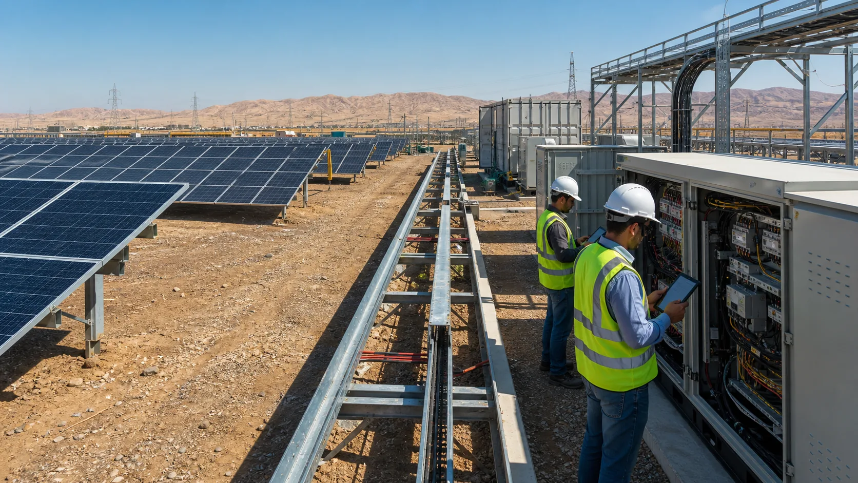 Realistic visualization of electrical commissioning checks for the 30 MW Erbil solar project