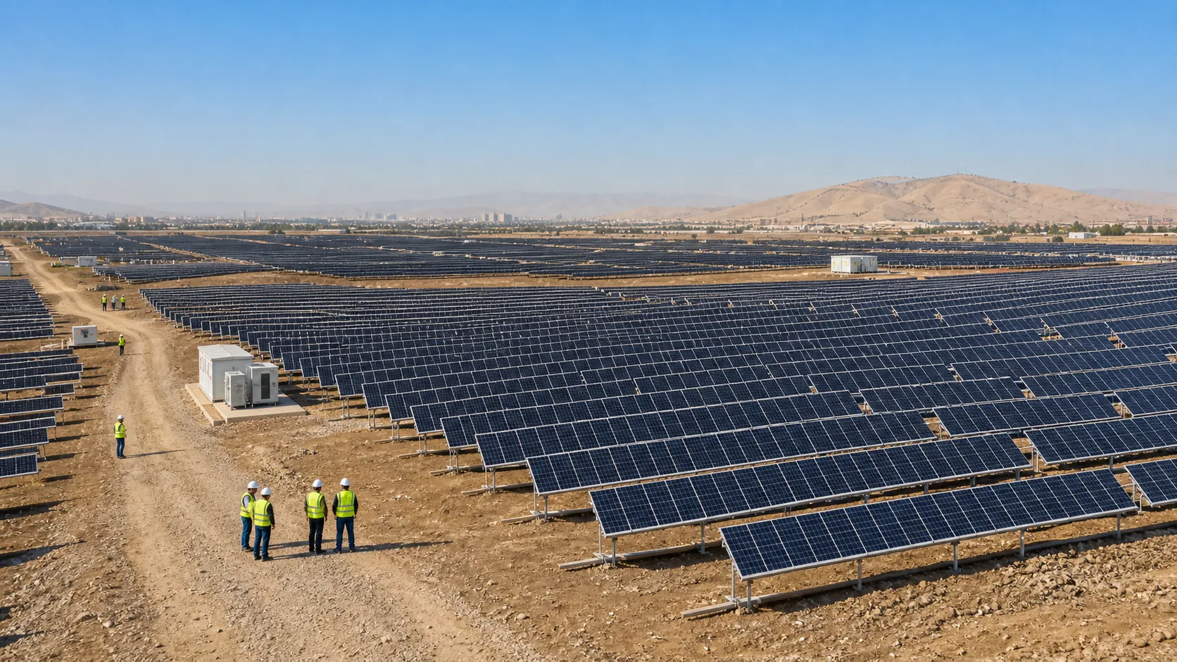 Realistic visualization of the first phase of a 30 MW solar power plant in Erbil
