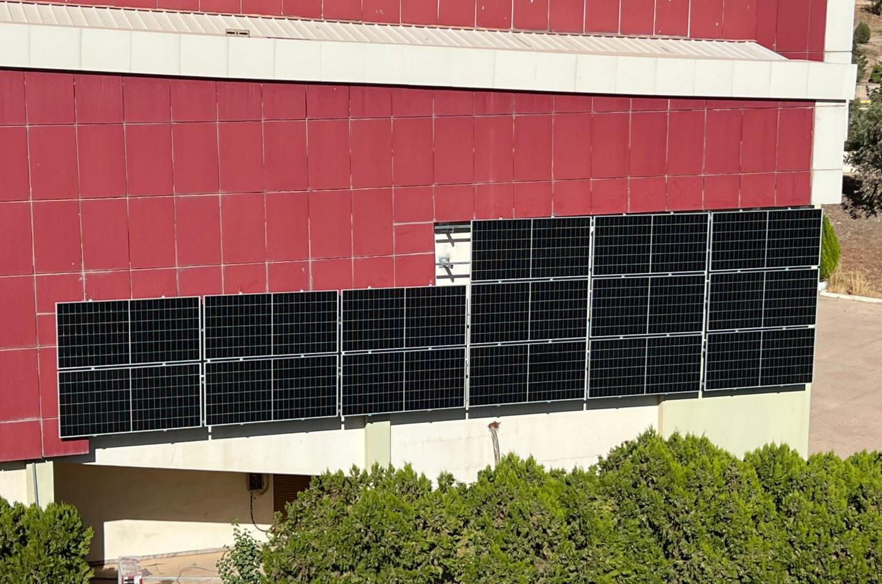 Facade-mounted photovoltaic panels at Koya University