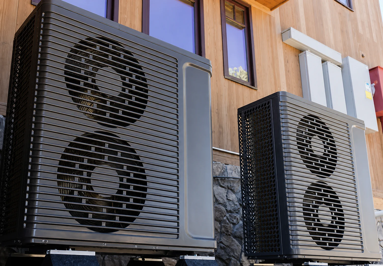 Outdoor heat-pump units for building heating and cooling